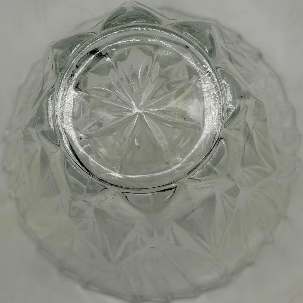 Clear Pressed Glass Flared Ribbed Vase Starburst Base Home Decor Excellent